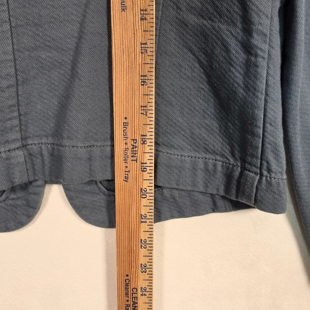 LOFT‎ Jacket Women's 2 Blue Gray Cotton Zip Front Utility Career Casual Cropped - Picture 4 of 13